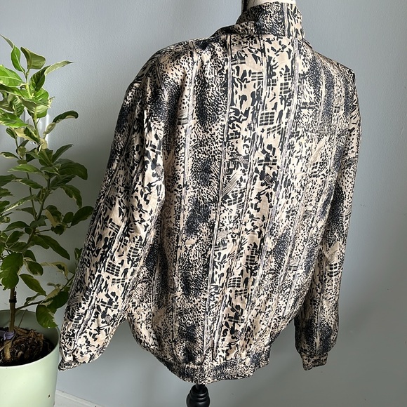 100% Silk Animal Print Zippered Jacket Shirt size large - Picture 3 of 9